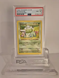 1999 Pokemon TCG Bulbasaur Shadowless Base Set PSA 8 Mint 44/102 - Image 1