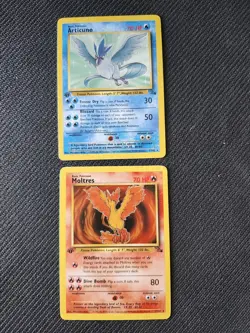 Pokemon Fossil 1st Edition Articuno 17/62 & Moltres 27/62 NM FREE SHIPPING - Image 1