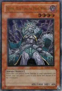 Yugioh Brron, Mad King Of Dark World Ultimate Rare EEN-EN022 1st Played/Creased - Image 1
