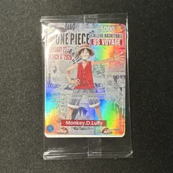 One Piece Bandai Namco Monkey.D.Luffy US Voyage Promo Holo Character Card - Image 1