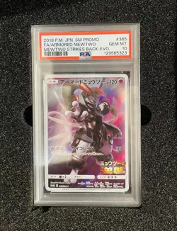 PSA 10 Pokemon Card Armored Mewtwo 365/SM-P Holo Japanese Strikes Back Promo - Image 1