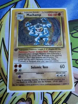 Pokemon TCG Machamp Base Set 8/102 1999 Holo Rare Unlimited English - Image 1