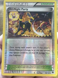 All-Night Party #96/122 Reverse Holo Pokemon Card TCG XY - BREAKpoint Near Mint - Image 1
