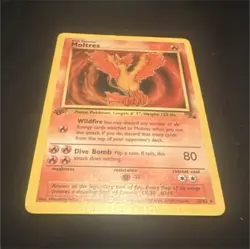 Pokemon Moltres Fossil 1st Edition Rare 27/62 70 HP Basic Flame TCG Card - Image 1