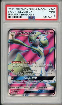 2017 Pokemon Sun & Moon Burning Shadows Gardevoir GX Full Art #140 PSA 9 - Image 1