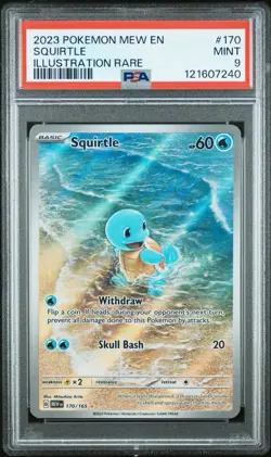 2023 Pokemon Squirtle 170/165 S&V 151 Illustration Rare 170 PSA MINT 9 - Image 1