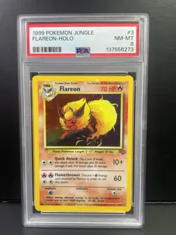 1999 Pokemon Jungle Flareon Holo PSA 8 - Image 2
