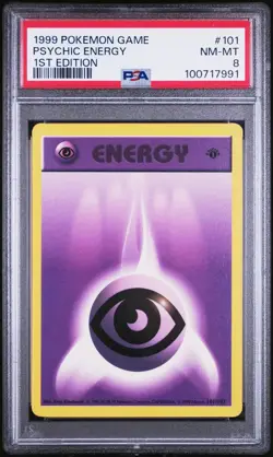 Pokemon 1st Edition Base Psychic Energy PSA 8 - Image 1