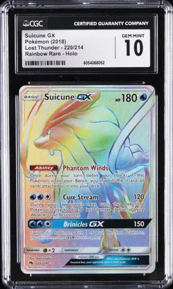 2018 POKEMON SUN & MOON LOST THUNDER SECRET FULL ART/SUICUNE GX CGC 10 GEM MINT - Image 1