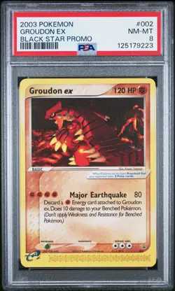2003 POKEMON BLACK STAR PROMO #002 GROUDON EX PSA 8 - Image 1