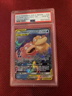 2019 Pokemon Sun & Moon Unified Minds Slowpoke & Psyduck GX #35 PSA 10 - Image 1