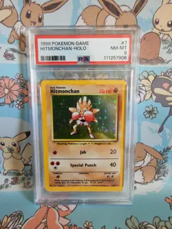1999 Pokemon Base Set Unlimited Hitmonchan 7/102 Holo PSA 8 WOTC - Image 1
