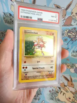 1999 Pokemon Base Set Unlimited Hitmonchan 7/102 Holo PSA 8 WOTC - Image 2