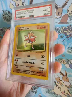 1999 Pokemon Base Set Unlimited Hitmonchan 7/102 Holo PSA 8 WOTC - Image 3