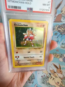 1999 Pokemon Base Set Unlimited Hitmonchan 7/102 Holo PSA 8 WOTC - Image 4