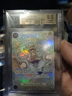 2025 ONE PIECE EN MONKEY D LUFFY 3RD ANNIVERSARY GOLD OP05-119 BGS 9.5 GEM MINT - Image 1