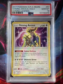 Pokemon TCG Shining Arceus Holo Card 57/73 2017 Shining Legends PSA 10 Gem Mint - Image 1