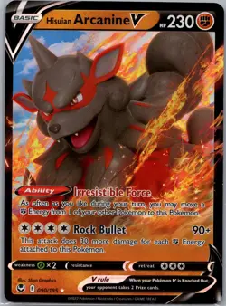 Hisuian Arcanine V 090/195 - Pokemon SWSH12: Silver Tempest - Ultra Rare (NM) - Image 1
