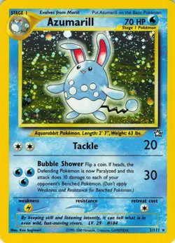 Azumarill 2/111 Pokemon TCG 2000 Neo Genesis Holo Unlimited Holo Rare 2/111 - Image 1