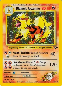 Blaine's Arcanine - Holo - 1/132 Gym Challenge - Pokemon TCG - 2000 - Image 1