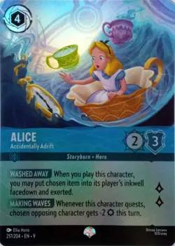 217/204 ALICE ACCIDENTALLY ADRIFT EN9 EPIC DISNEY LORCANA CARD - Image 1