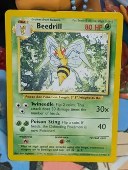 Pokemon Card - Beedrill Base Set 4th Print 1999-2000 17/102 Rare - Image 1