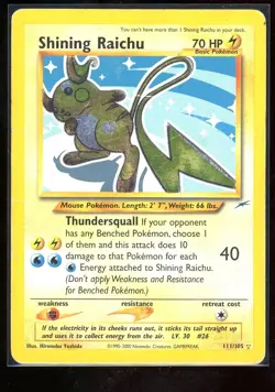 Pokemon TCG Shining Raichu Neo Destiny Holo Card 111/105 Unlimited Rare MP-/HP+ - Image 1