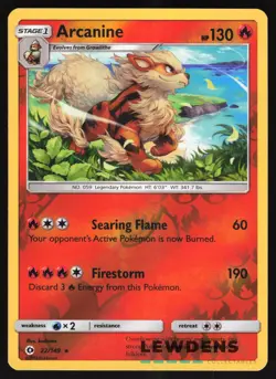 Arcanine - 22/149 - Reverse Holo Holo Rare - Sun & Moon Base - Pokemon Card - Image 1