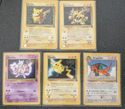 Pokemon The First Movie promo cards Pikachu, Mewtwo, Dragonite, Electabuzz - Image 1