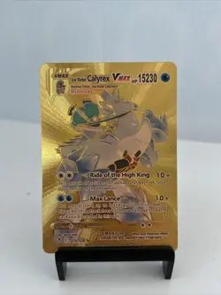 Ice Rider Calyrex VMAX Metal Gold Foil Pokemon Card Fan Art Display Card - Image 1