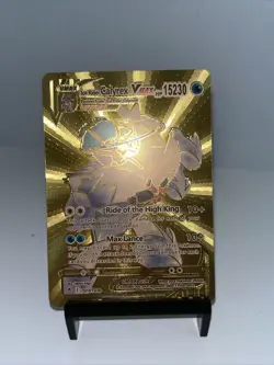 Ice Rider Calyrex VMAX Metal Gold Foil Pokemon Card Fan Art Display Card - Image 2