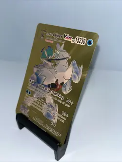Ice Rider Calyrex VMAX Metal Gold Foil Pokemon Card Fan Art Display Card - Image 4