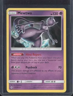 POKEMON MEWTWO 75/214 RARE UNBROKEN BONDS (NON HOLO) NM CARD - Image 1