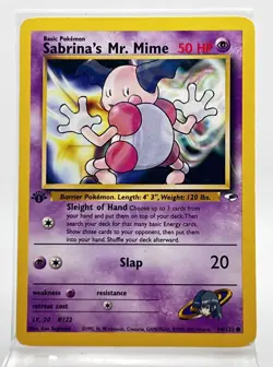 Sabrina's Mr. Mime 94/132 Pokemon Card Gym Heroes 2000 LP - Image 1