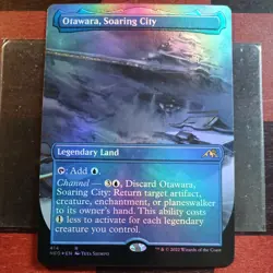 Mtg Otawara Soaring City NM/M Borderless Foil Kamigawa Neon Dynasty Land Card - Image 1