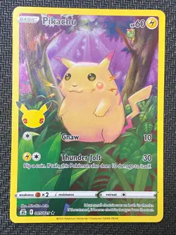 Pikachu 5/25 Pokemon Celebrations 25th Anniversary Base Set Full Art Card NM - Image 1