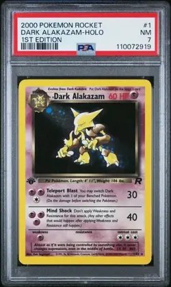 -2000 Pokemon Team Rocket Dark Alakazam Holo #1 PSA 7 NM - Image 1