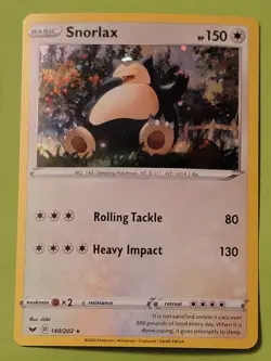Pokemon TCG Snorlax Sword & Shield Base Set 140/202 Cosmos Holo Rare - Image 1
