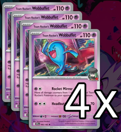 4x Team Rocket's Wobbuffet 082/182 - SV10: Destined Rivals - Pokemon TCG - Image 1