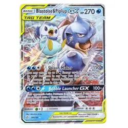 Pokemon Blastoise & Piplup GX 38/236 Sun And Moon Cosmic Eclipse Tag Team - Image 1