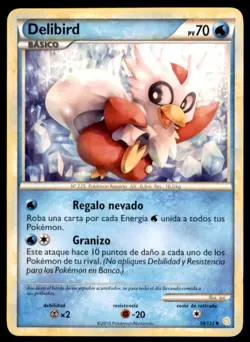 2010 Pokemon HeartGold & SoulSilver Delibird Spanish #39 Basic/Uncommon - Image 1