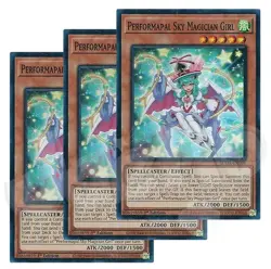 Yugioh Performapal Sky Magician Girl x 3 - 1st Edition Super Rare NM - Free Holo - Image 1