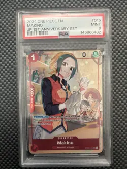 One Piece PSA 9 OP02-015 First Anniversary Set Makino English - Image 1