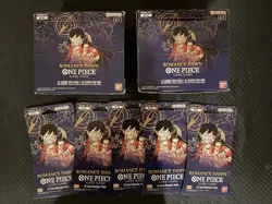 One Piece Romance Dawn OP-01 1st Wave Blue Bottom Empty Box x2 Blister Pack x5 - Image 1