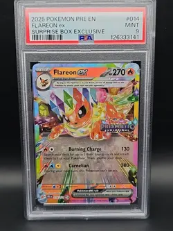 Pokemon Prismatic Evolutions Flareon EX Stamped Promo Card #014/131 PSA 9 - Image 1