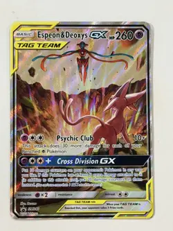 Pokemon Espeon & Deoxys GX Tag Team Holo Card SM240 Pokemon TCG Card Stock - Image 1