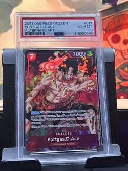 Portgas D. Ace PSA 10 OP02-013 Alternate Art Paramount War One Piece Card Game - Image 1