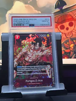 Portgas D. Ace PSA 10 OP02-013 Alternate Art Paramount War One Piece Card Game - Image 3