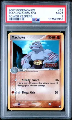 Pokemon Card Machoke 33/108 Reverse Holo STAMPED PSA 9 EX Power Keepers - Image 1