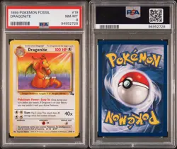 1999 Pokemon Fossil #19 Dragonite PSA-8 NM-MT - Image 3